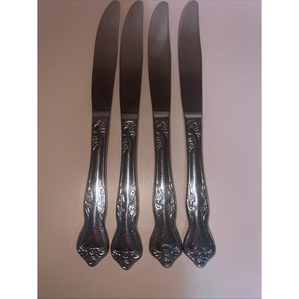 Oneida AZALEA Stainless‎ Floral Glossy Dinner Knives Solid Handle 9.25